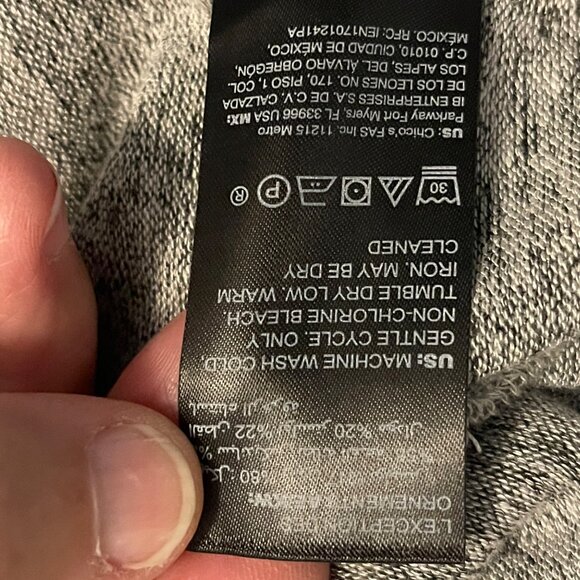 Chicos Zenergy Gray & Black Hooded Open Front Cardigan‎ Jacket Women’s 3, 16-18 - Picture 16 of 16